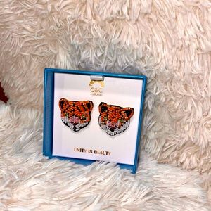 Tiger Earrings New in Box C&C California